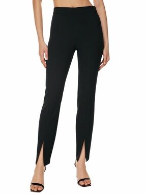 Aritzia Babaton Casatt Pant Black High Waisted Slim Leg Slit Hem Trouser Sz 8